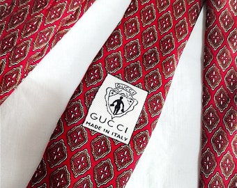 GUCCI 80年代 イタリア 美しいシルクネクタイ バーガンディ
