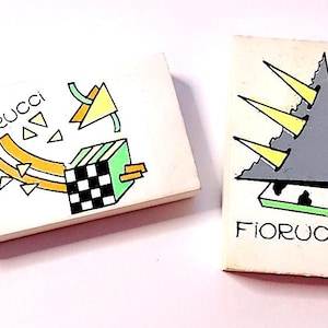 FIORUCCI 80s Stiassi włochy lot 2 gumka do mazania radiergummi gumki do szkoły rzadka mięta geometryczny wzór moda