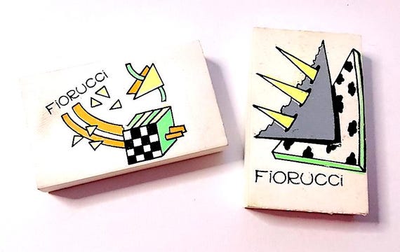 FIORUCCI 80s Stiassi italy lot 2 eraser rubber radiergummi gomme per scuola rare mint geometric design fashion