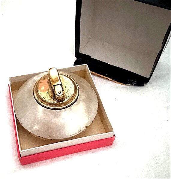 COLIBRI' Monogas '25' Cif - accendino vintage anni 70 tondo effetto madreperla con scatola  - table lighter