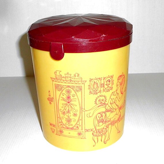 vintage plastic vaudeville 60s italian sugar bowl jar - barattolo in plastica decorato italiano anni 60