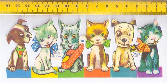 DOGS CATS - Cats dogs 50s MLP Uk vintage small paper dolls series for decoupage decorations - mini figurines for super kawaii decorations