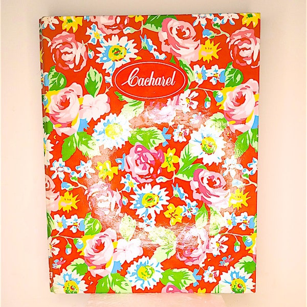 CACHAREL 80s Mondadori italy  vintage cover with metal rings for school red flowers loose - copertina quaderno con anelli usato rosso fiori