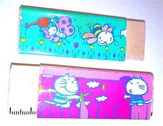 KAWAII RULER - Righello  80s Seed Japan eraser rubber radiergummi gomma gommina