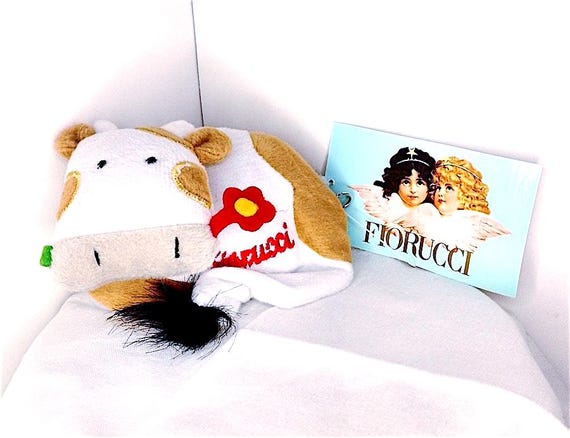 FIORUCCI 2000s italy cow plush keychain wallet soft mint with tag - borsellino portachiavi mucca peluche morbido kawaii