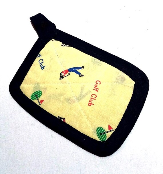 GOLF CLUB 80s italy kawaii cotton pot holder - kitchen cotton handle small cute