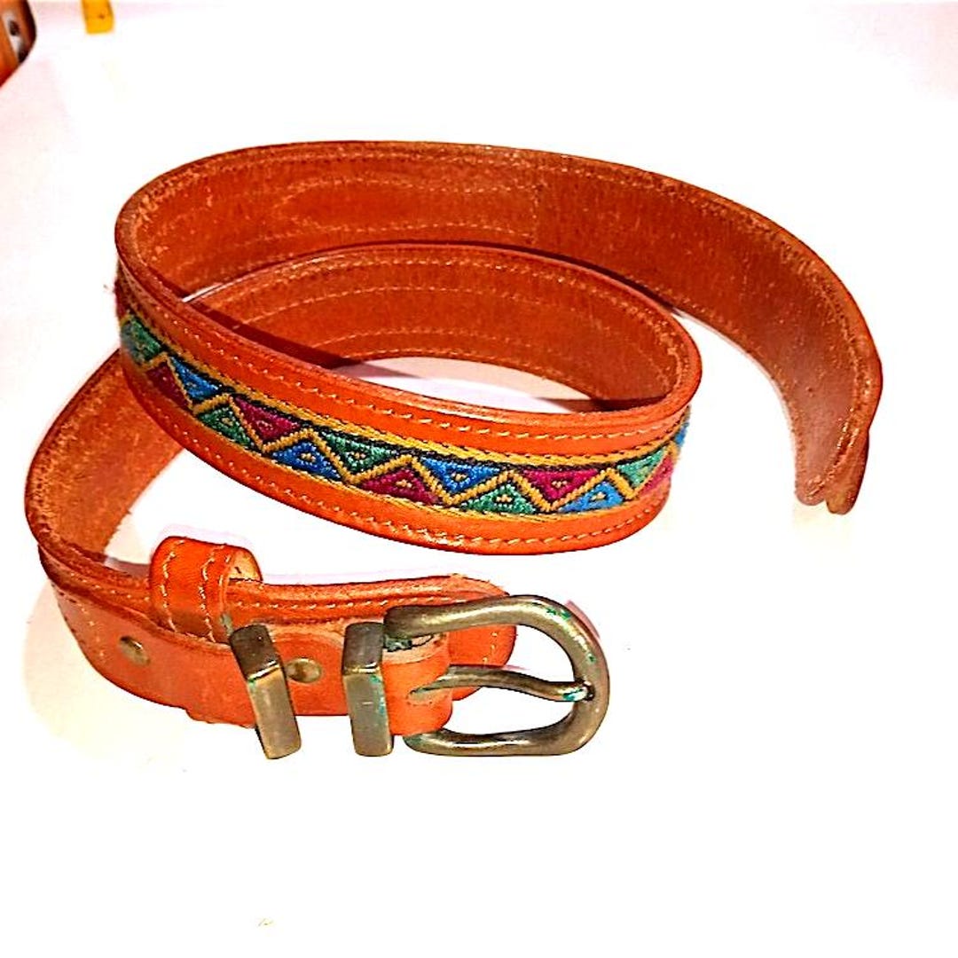 EL CAMPERO 80s Usa Vintage Leather Belt With Broderies EL CAMPERO 80s Usa Vintage Leather Belt With Broderies