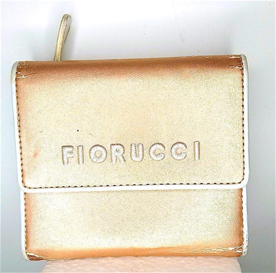 FIORUCCI 1999 Italy vintage loose money wallet pearl pink - portafoglio rosa perlato e bianco usato