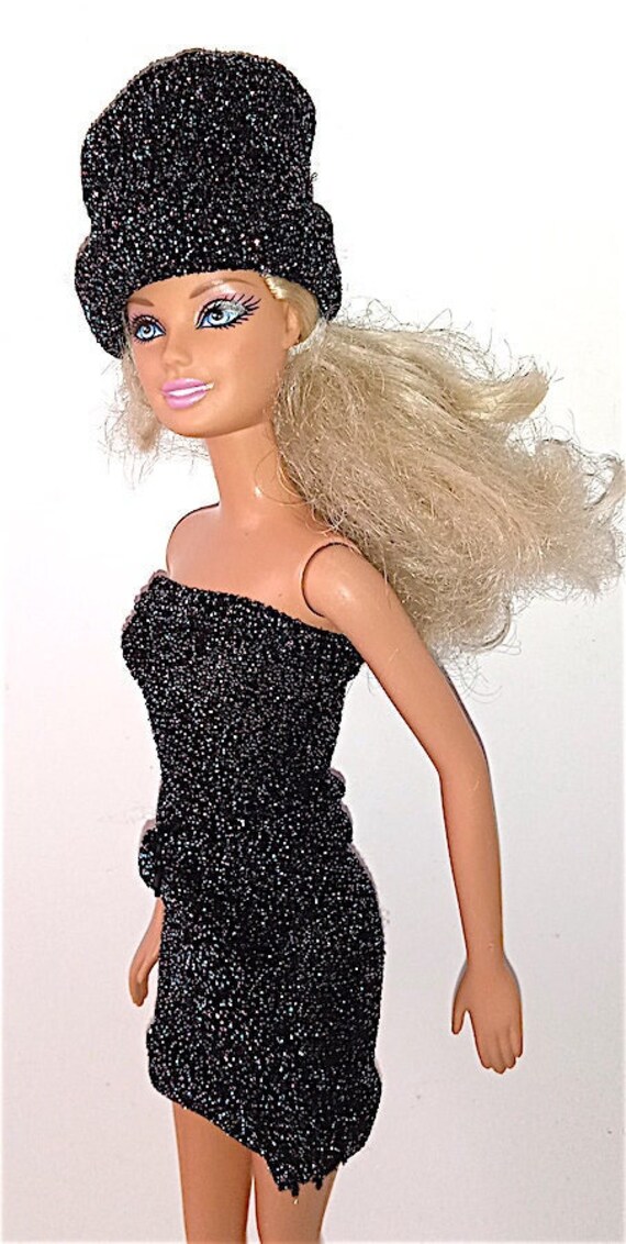 JEM & THE HOLOGRAMS 80s hasbro - complete set black dress glitter belt and hat rare - full outifit dress + belt and hat black