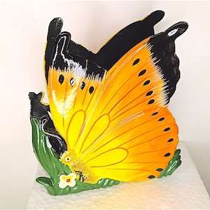 BUTTERFLY - FARFALLA 90s italy wood stand for paper and letters - porta carte in legno delizioso dipinto a mano