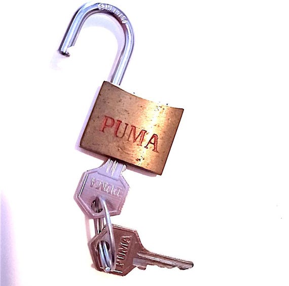 PUMA 60s Gehartet germany small padlock with gold metal keys