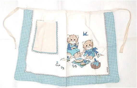 GATTI - CATS 70s Paradiso italy cute blue petticoat cotton - grembiule da cucina delizioso kawaii cuccioli gattini