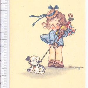 MARIAPIA - MARIA PIA 40s Dancers Frattini italy postcard postcard super cute kawaii - Girl with dog