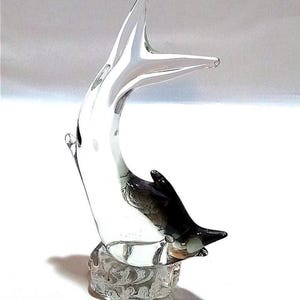 FISH 70s Murano Italy glass statue finely crafted transparent and grey luxury vintage