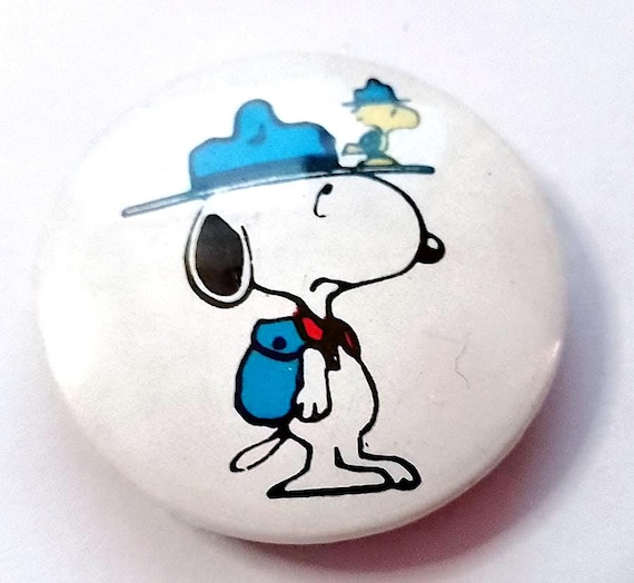 SNOOPY & WOODSTOCK Peanuts 80s Ufs Us button pin - brooche - brooch - SCOUT