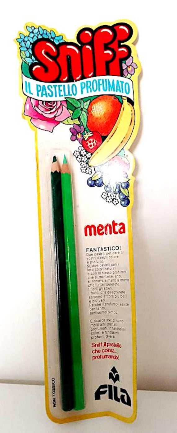SNIFF 70s Fila italy 2 green colored pencils mint scent sealed - 2 pencils green color mint perfum misb