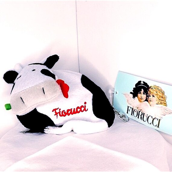 FIORUCCI 2000s italy cow plush keychain wallet soft mint with tag - kawaii soft plush cow keychain wallet