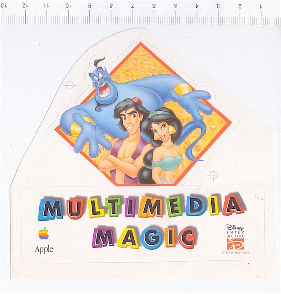 MULTIMEDIA MAGIC  - ALADDIN  Disney 90s italy promo sticker - adesiva -0902