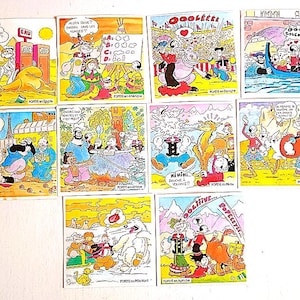 BRACCIO di FERRO 1989 Du Tour du Monde de Popeye - Grosjean France lot 10 different stickers gadget - 10 figurine omaggio del formaggio