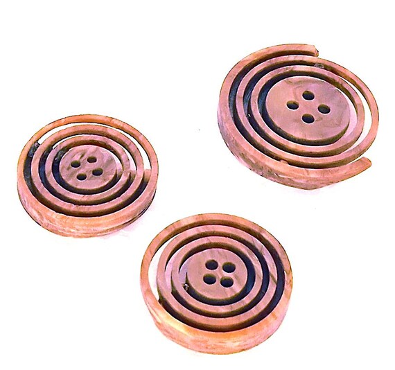 lot 3 vintage optical buttons 60s in brown plastic vortex
