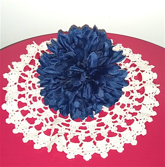GOOD ISLAND!!!! chunky blue hair flower decoration with clip straight from the 80s