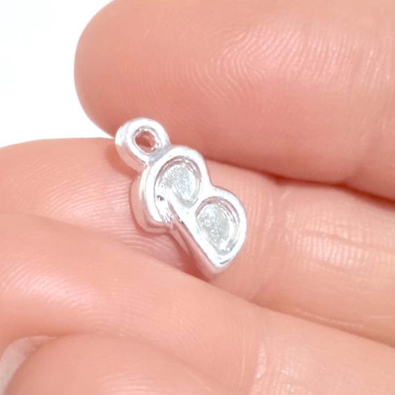 B856 - BARBIE EARRING MAGIC 90s ciondolo lettering B monogram plastica argentata