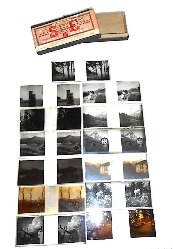 GRAND PRX PARIS 1904 plaques au gelatine silver bromide - 13 photo plates silver bromide Val D'aosta