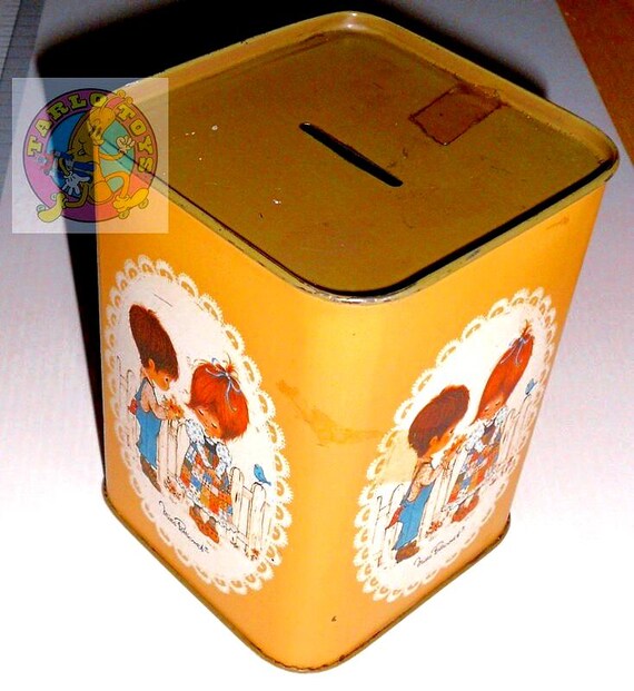 MISS PETTICOAT 70s Roth International italy tin box coin bank - used tin money box