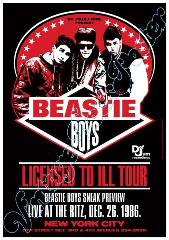BEASTIE BOYS - The Ritz, New York, Us - 26 December 1986 - concert poster -799