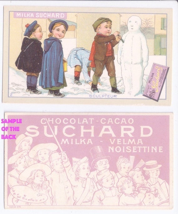 MILKA SUCHARD chocolat 1910 france advertising collector card original - original cardboard figurine decorated series 270 n.2 sculpteur