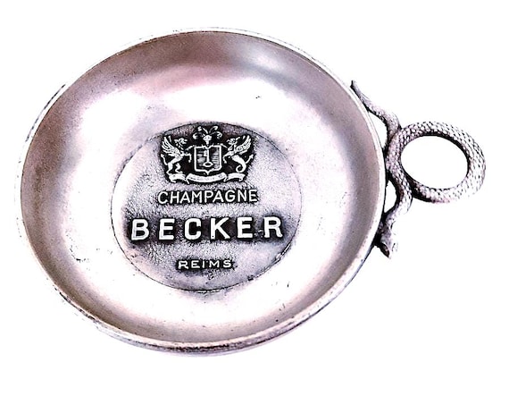 BECKER champagne Reims 40s pewter ashtray rare gadget wine - posacenere peltro mai usato raro