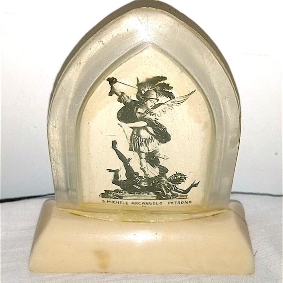 SAN MICHELE ARCANGELO 70s italy souvenir statuetta votiva sacra angelo Cinquefondi Reggio Calabria