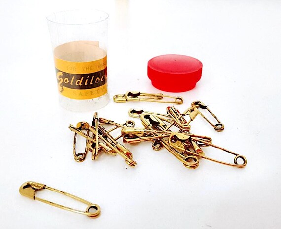 Goldilocks safety pins spille da balia piccole per sartoria cucito anni 70 in box
