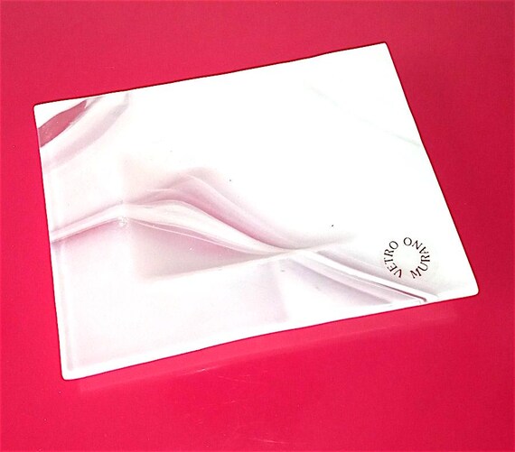 Murano 80s Italy Gorgeous Elegant White Glass Ashtray - white glass ashtray luxury