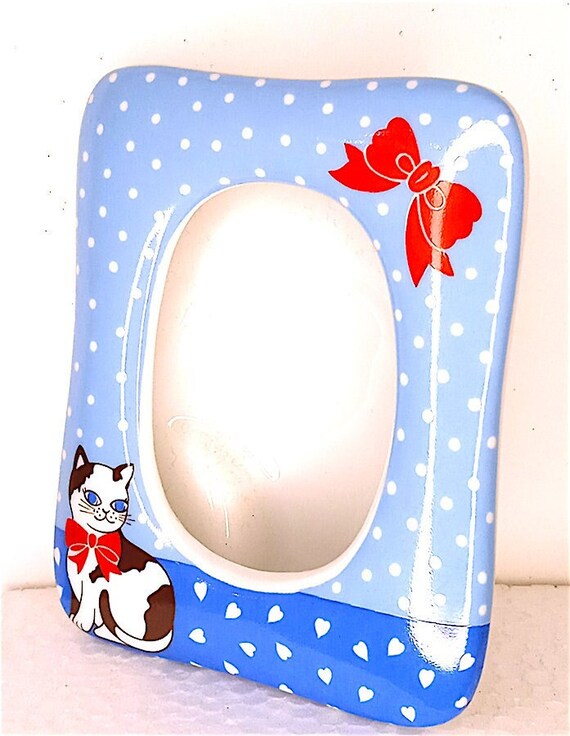 CAT - CAT 90s Coin Venezia Japan small delicious porcelain photo frame - pottery photo frame corner