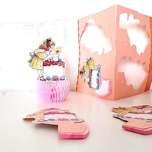 BEAUTIFUL SUNDAY 80s Kutsuwa Japan honeycomb decoration mint kawaii decorazioni per torte in carta bellissime nuove 4 pezzi