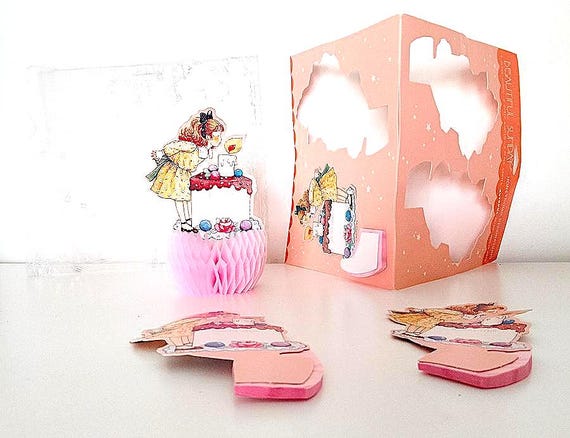 BEAUTIFUL SUNDAY 80s Kutsuwa Japan honeycomb decoration mint kawaii beautiful paper cake decorations new 4pcs