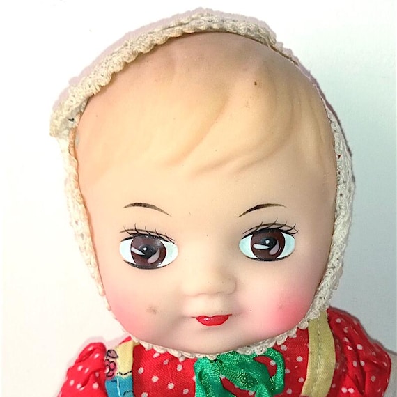 bambola in gomma e pezza anni 70 cina da ripulire carinissima - vintage ragdoll doll poupee