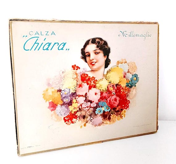 STOCKING LIGHT millemaglie splendid box 30s illustration Achille Beltrame empty excellent