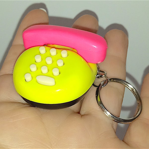 TELEPHONE - TELEPHONE neon 80s lovely keychain Taiwan - delightful miniature keychain - small miniature plastic keychain mint kawaii