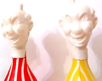 CLOWN circus clowns 60s italy lot 3 bowling pins vintage - light plastic skittles