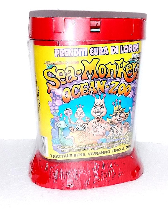 SEA MONKEYS ocean zoo 1998 italy rare italian edition aquarius sealed red