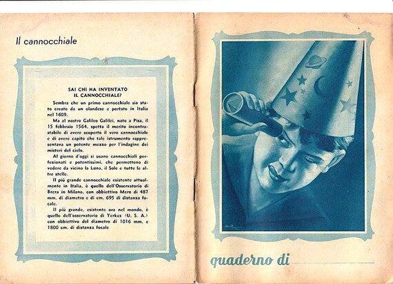 IL CANNOCCHIALE 30s italy quaderno scuola school notebook memo pad design by Armando Pomi