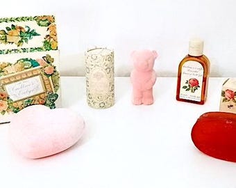 CRABTREE & EVELYN 1991 Schönheitsseife Set Rosenblüten 6 Stück Vintage romantisch kawaii pink