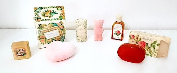CRABTREE & EVELYN 1991 beauty soap kit set rose flowers 6 pieces vintage romantic kawaii pink