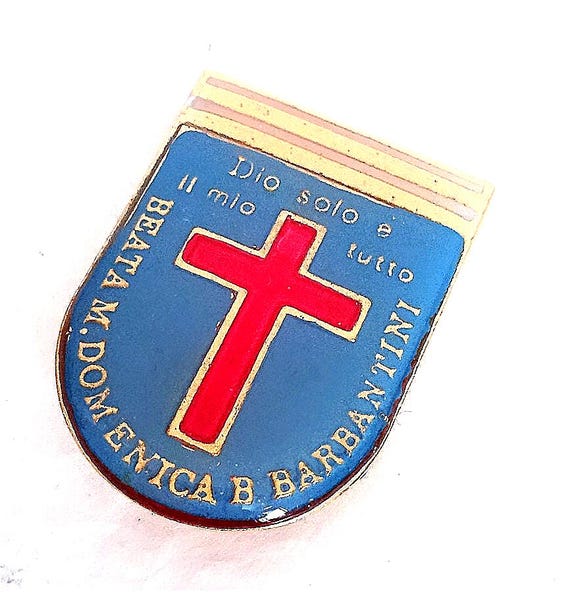 BEATA DOMENICA BARBANTINI 80s italy religious metal enamel pin - spilla religiosa in metallo smaltato splendida