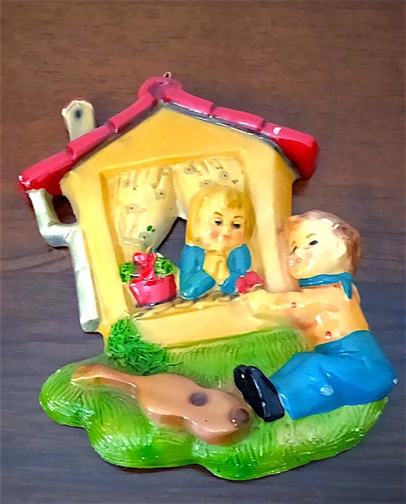 vintage 50s colored chalk silhouette hanging children's figure delicious kawaii