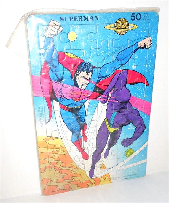 SUPERMAN 1979 Dc Comics Malipiero italy vintage 50 pieces puzzle - cardboard puzzle 50 pieces mint