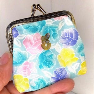 80s plastic coin purse floral pastel kawaii - vintage coin wallet clip flowers