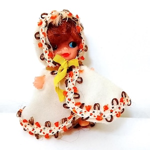 Pequeña Miss 70s Fun World Hk muñeca de frijoles muñeca de cerillas capa pelo rojo kawaii